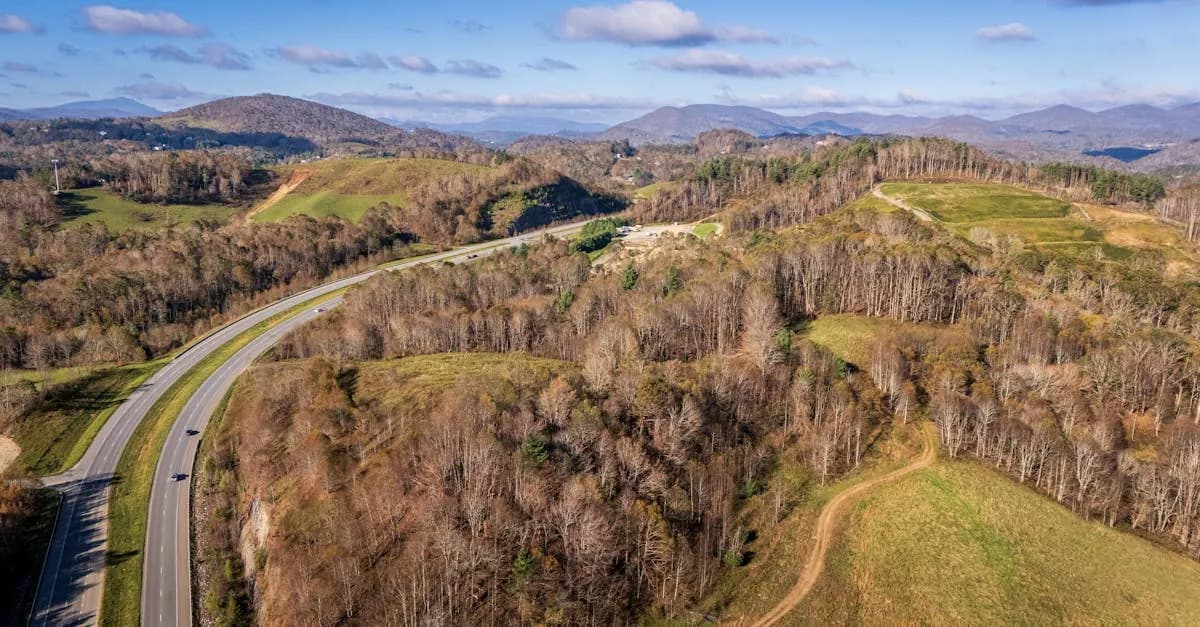 Quiet rural highway winding through the Allegheny foothills of western Augusta County, Virginia